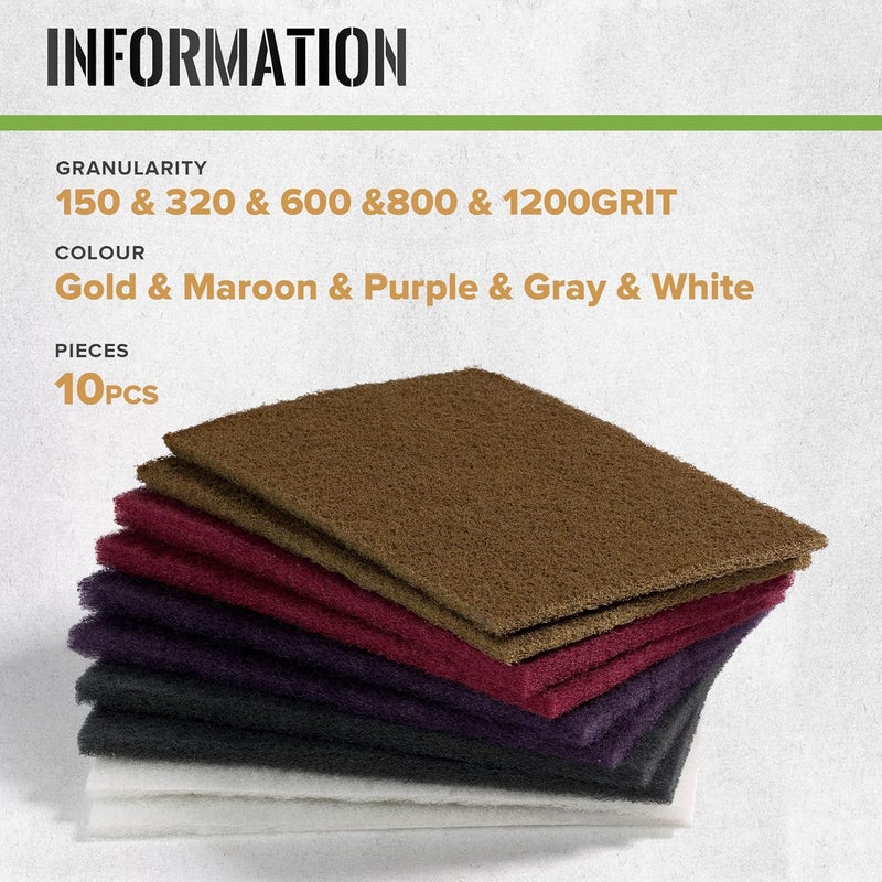 SANDPROX Scuff Pad 6” x 9” Scuff Pads,2 Each of Maroon&Grey&Gold&Purple&White,Scuff Pads for Paint Prep, Total 10PCS,Aluminum Oxide Abrasive Pads for Scuffing,Surface Adhesion Preparation,Cleaning - Image 3